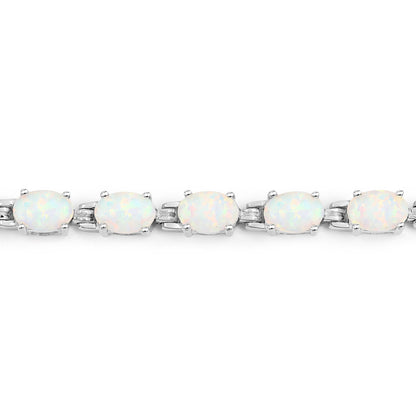 3.50 Carat Genuine Created Opal .925 Sterling Silver Bracelet by Bids.com
