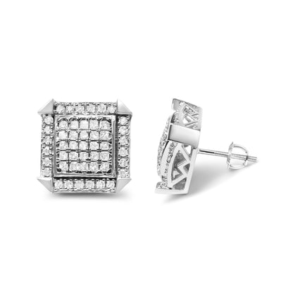 10K White Gold 1.0 Cttw Diamond Composite with Halo Stud Earrings (H-I Color, I1-I2 Clarity) by Bids.com