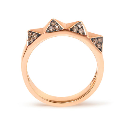 14K Rose Gold 1/4 Cttw Brown Diamond Pyramid Band Ring (Brown Color, SI1-SI2 Clarity)- Size 7 by Bids.com