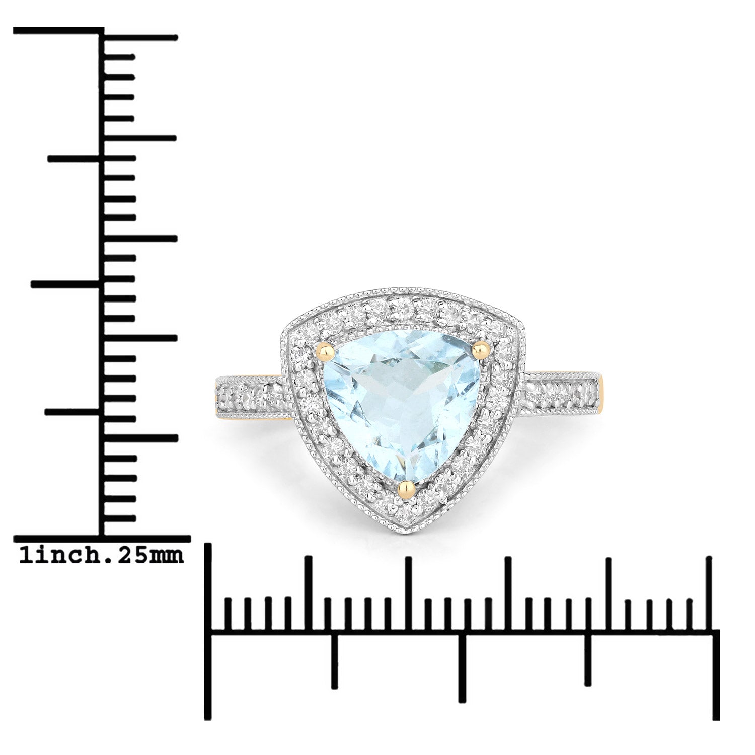 1.58 Carat Genuine Aquamarine and White Diamond 14K Yellow Gold Ring by Bids.com