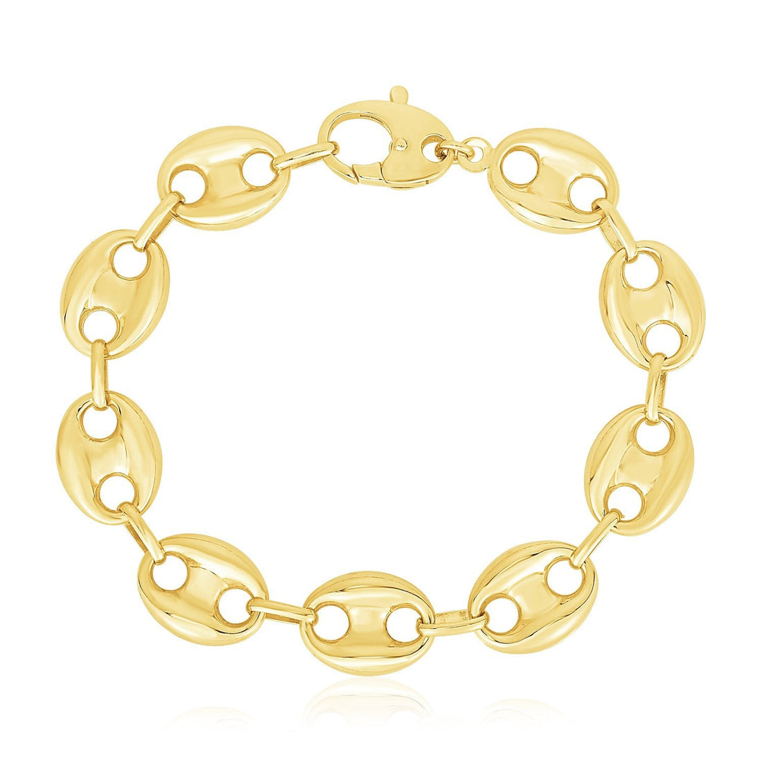 14k Yellow Gold High Polish Lite Puffed Mariner Link Bracelet (15 mm) by Bids.com