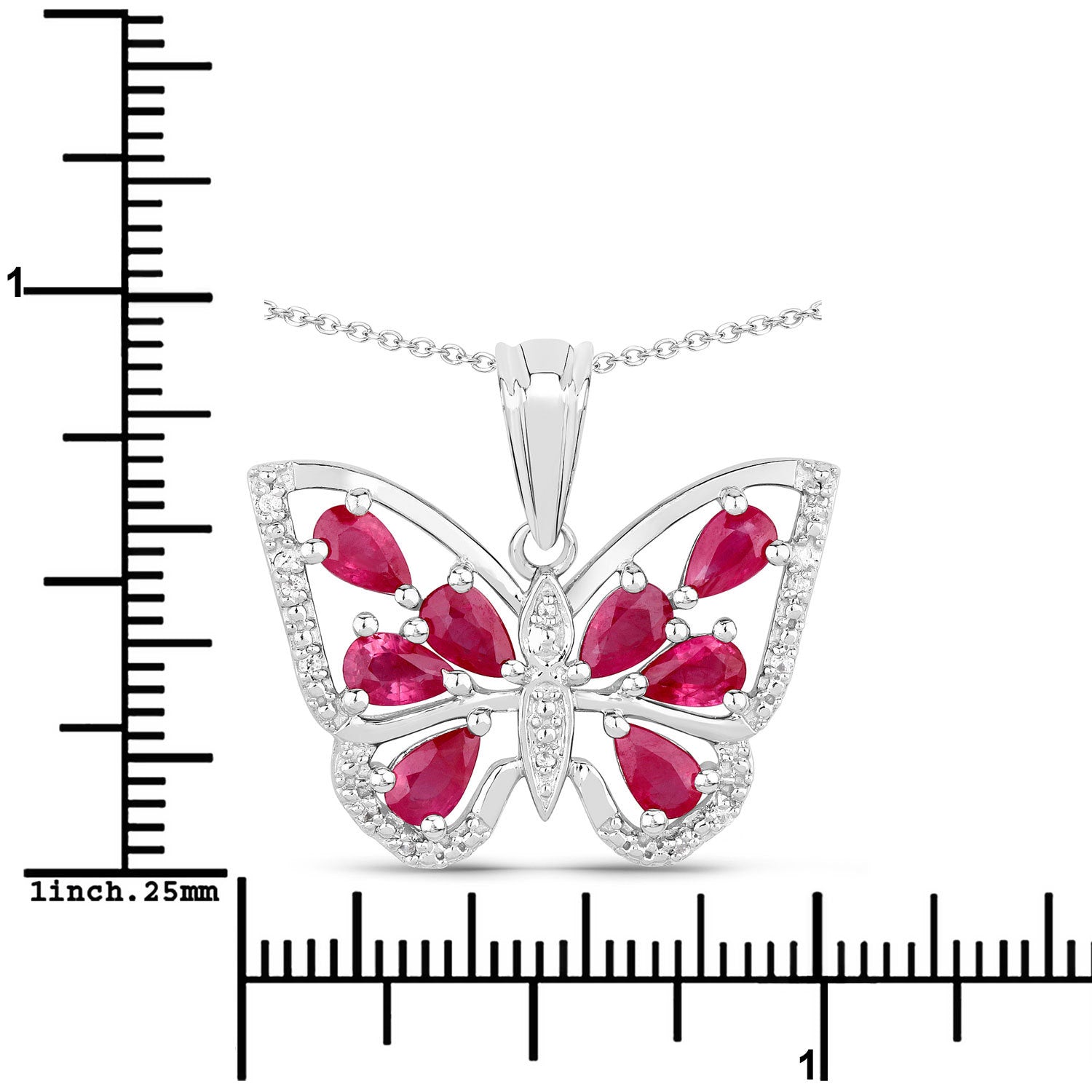2.07 Carat Genuine Ruby and White Zircon .925 Sterling Silver Pendant  DestGlow