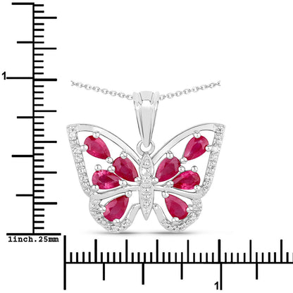 2.07 Carat Genuine Ruby and White Zircon .925 Sterling Silver Pendant  DestGlow