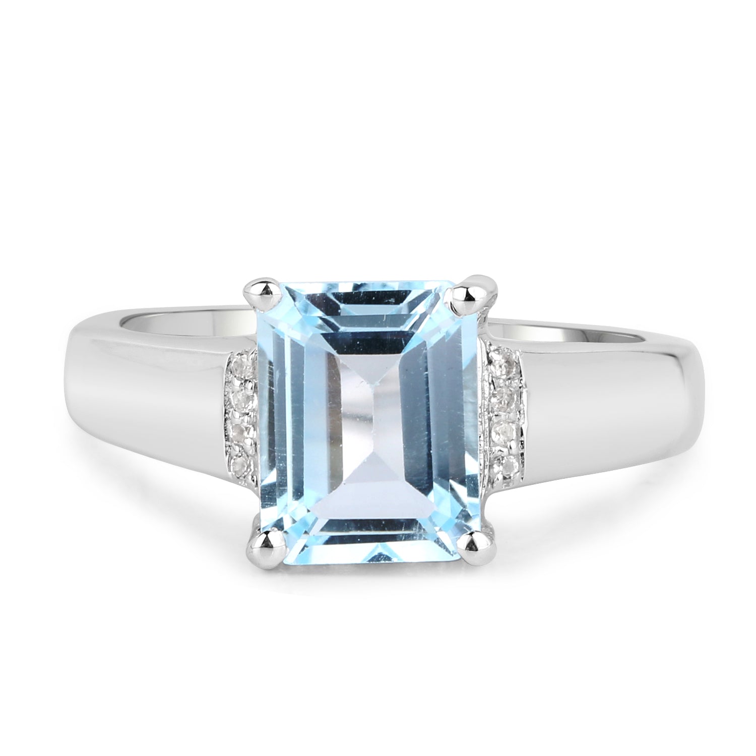 2.64 Carat Genuine Blue Topaz and White Topaz .925 Sterling Silver Ring by Bids.com