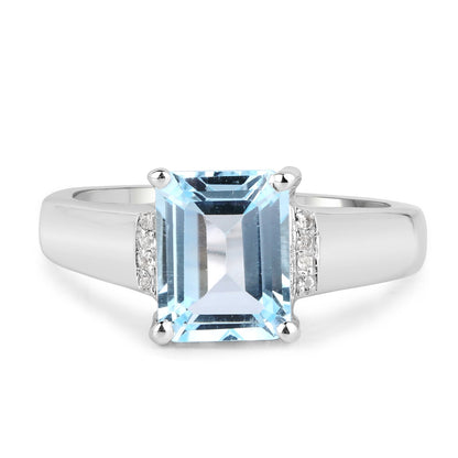 2.64 Carat Genuine Blue Topaz and White Topaz .925 Sterling Silver Ring by Bids.com
