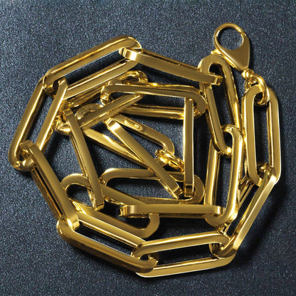 14k Yellow Gold Extra Wide Paperclip Chain Necklace by Bids.com