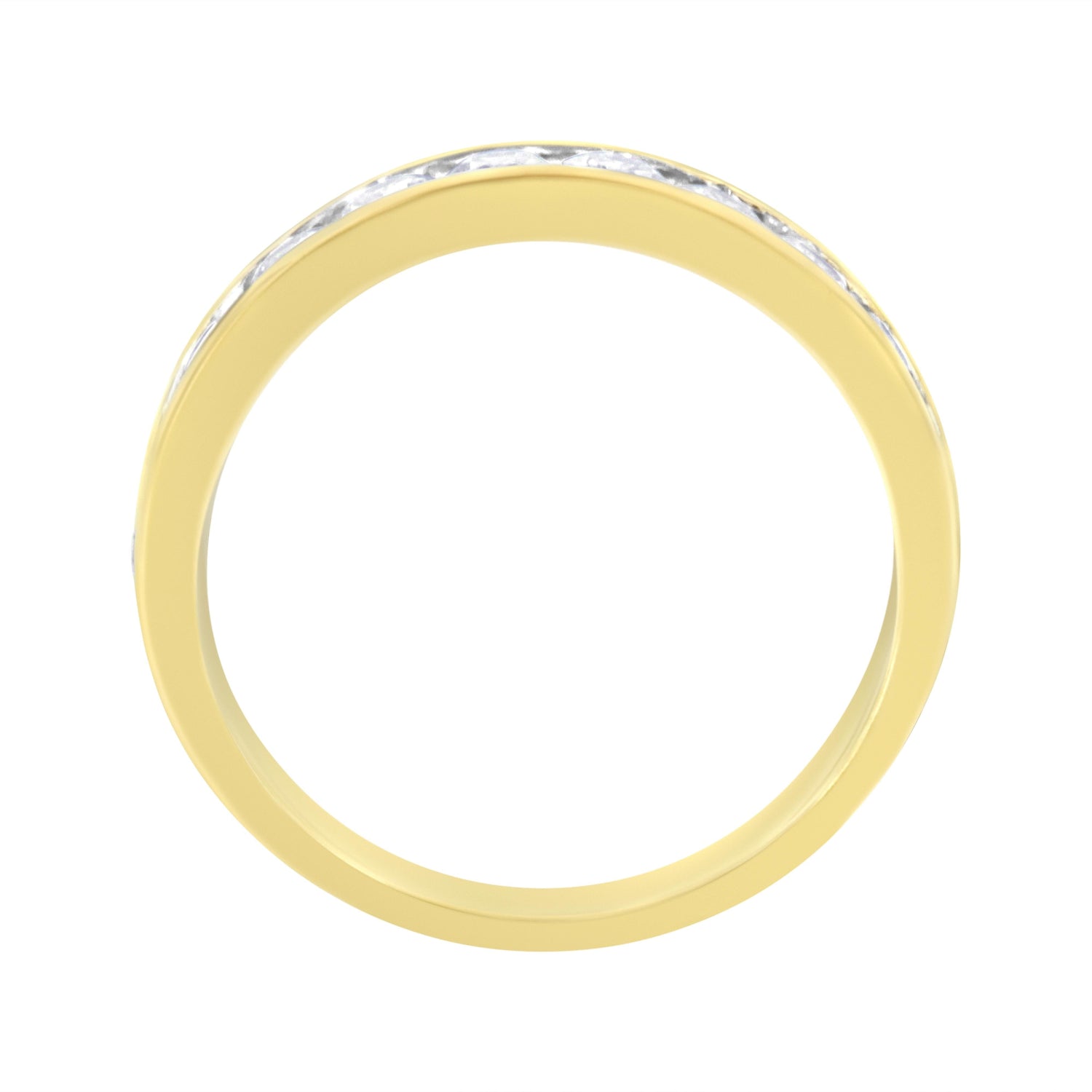 IGI Certified 18K Yellow Gold 1.0 Cttw Channel Set Round-Cut Diamond 11 Stone Anniversary/Wedding Band Ring (I-J Color, I1-I2 Clarity) - Size 9.5  DestGlow