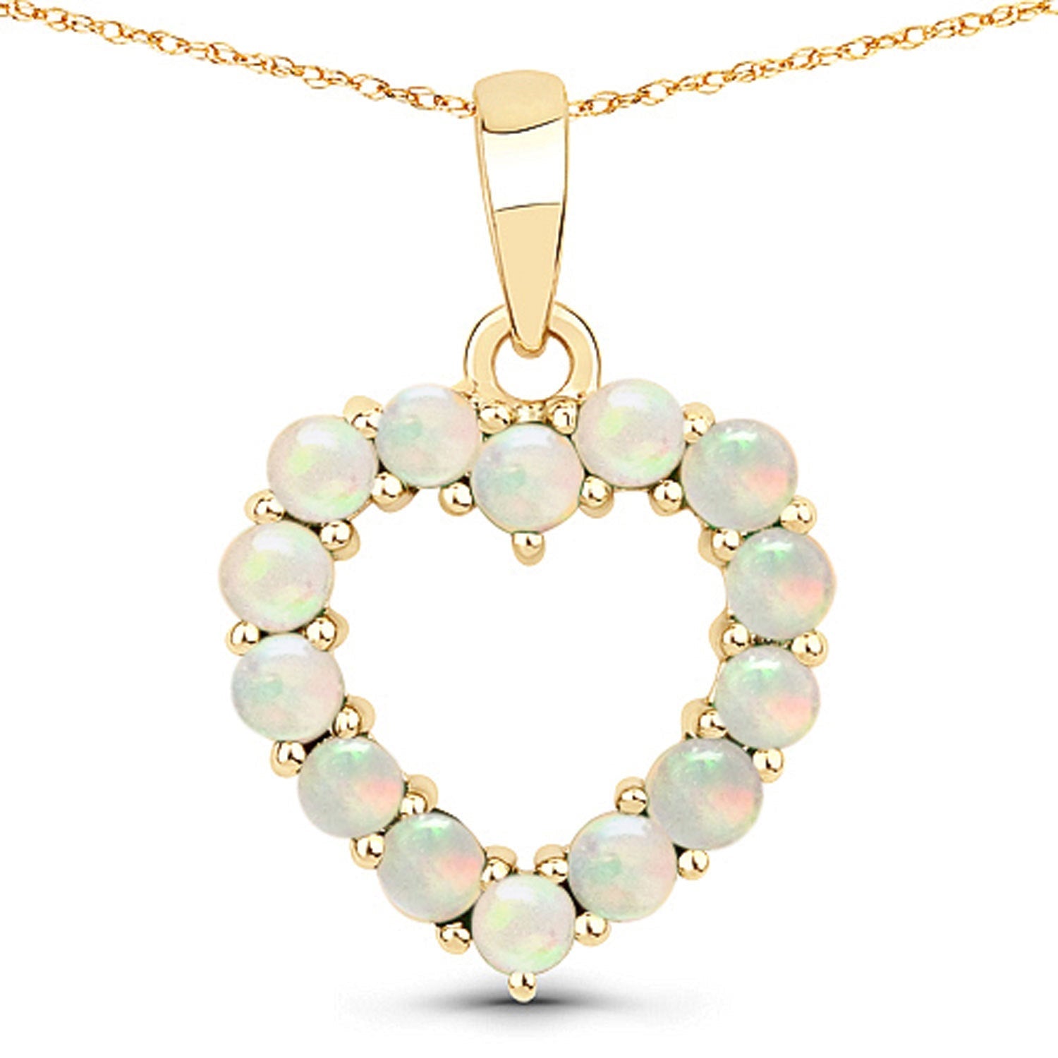 0.42 Carat Genuine Ethiopian Opal 10K Yellow Gold Pendant  DestGlow