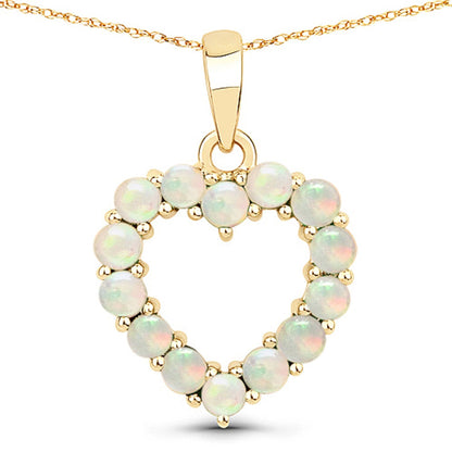 0.42 Carat Genuine Ethiopian Opal 10K Yellow Gold Pendant  DestGlow