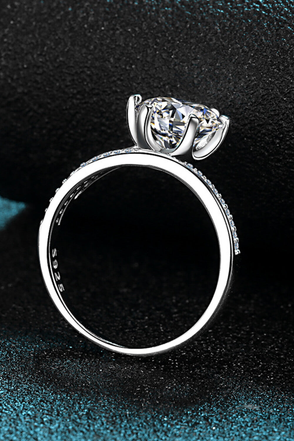 3 Carat Brilliant Round Cut Sparkala™ 6-Prong Offset Ring (Platinum Over Pure Sterling Silver) by Sparkala