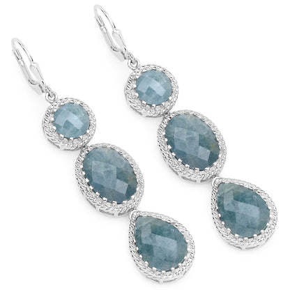 21.32 Carat Genuine Milky Aquamarine .925 Sterling Silver Earrings by Bids.com