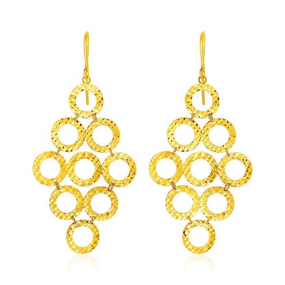 14k Yellow Gold Earrings with Textured Open Circle Motifs by Bids.com