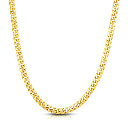 7.0mm 14k Yellow Gold Classic Miami Cuban Solid Chain by Bids.com