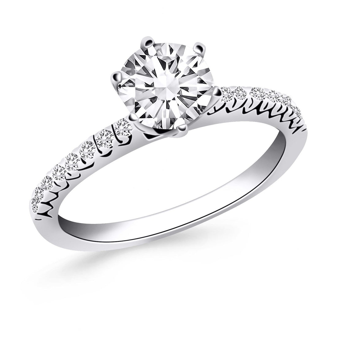 14k White Gold Engagement Ring with Fishtail Diamond Accents by Bids.com