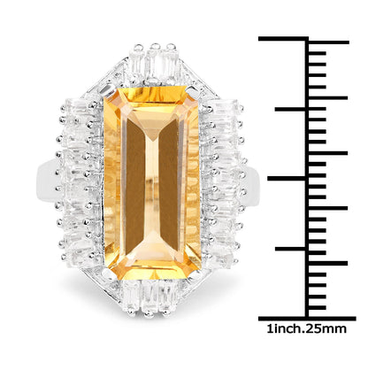 9.13 Carat Genuine Citrine &amp; White Topaz .925 Sterling Silver Ring by Bids.com