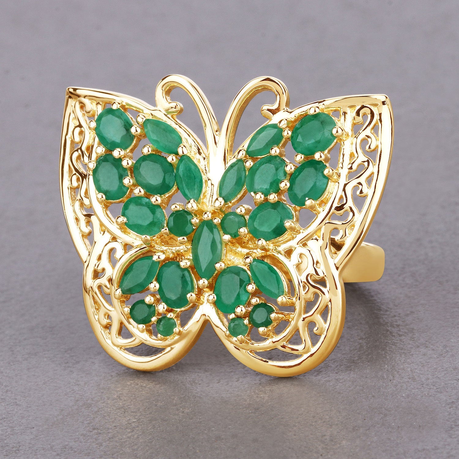 2.09 Carat Genuine Emerald .925 Sterling Silver Ring by Bids.com