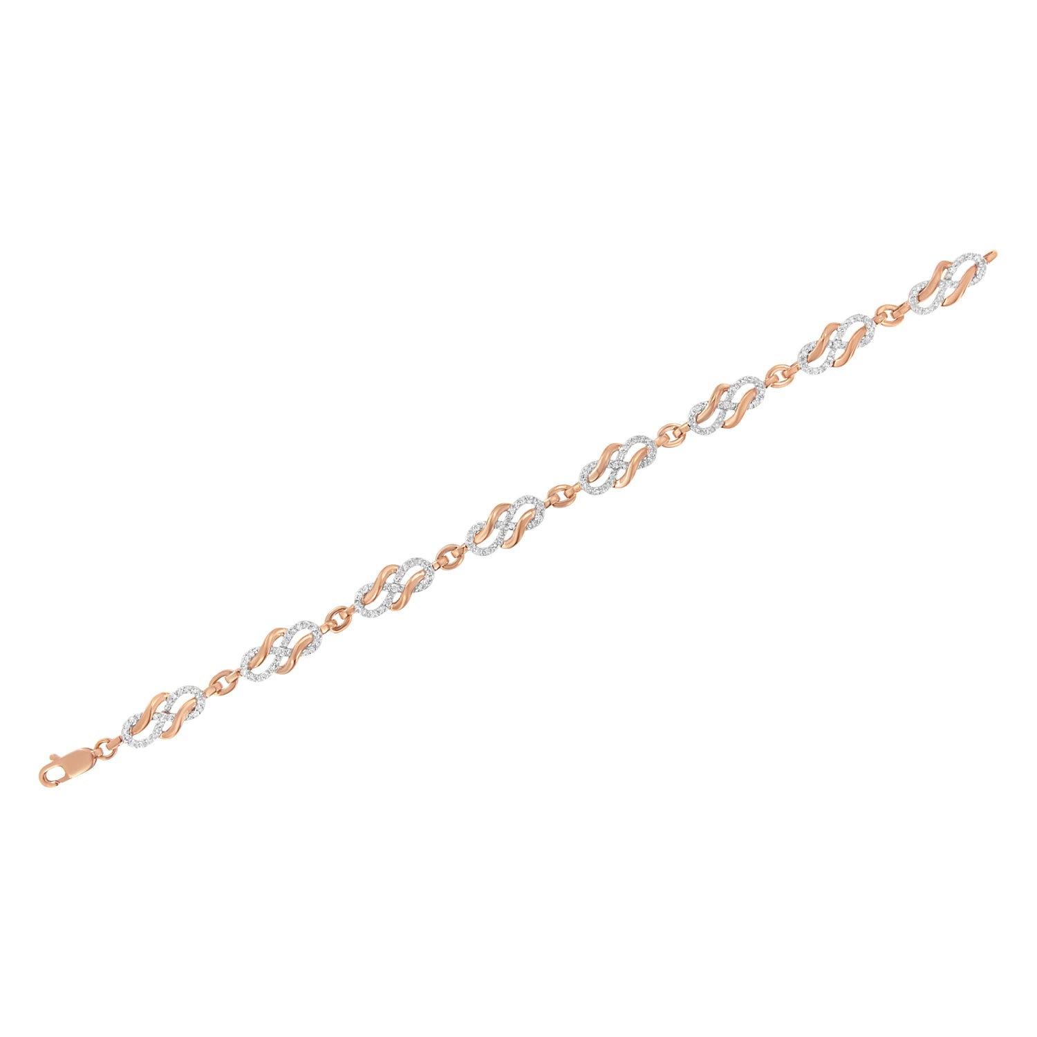10K Rose Gold 1.0 Cttw Diamond Infinity Loop and Swirl Link Bracelet (I-J Color, I2-I3 Clarity) - 7.25" Inches by Bids.com