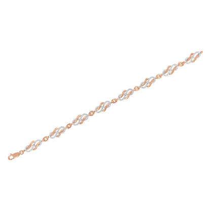 10K Rose Gold 1.0 Cttw Diamond Infinity Loop and Swirl Link Bracelet (I-J Color, I2-I3 Clarity) - 7.25" Inches by Bids.com