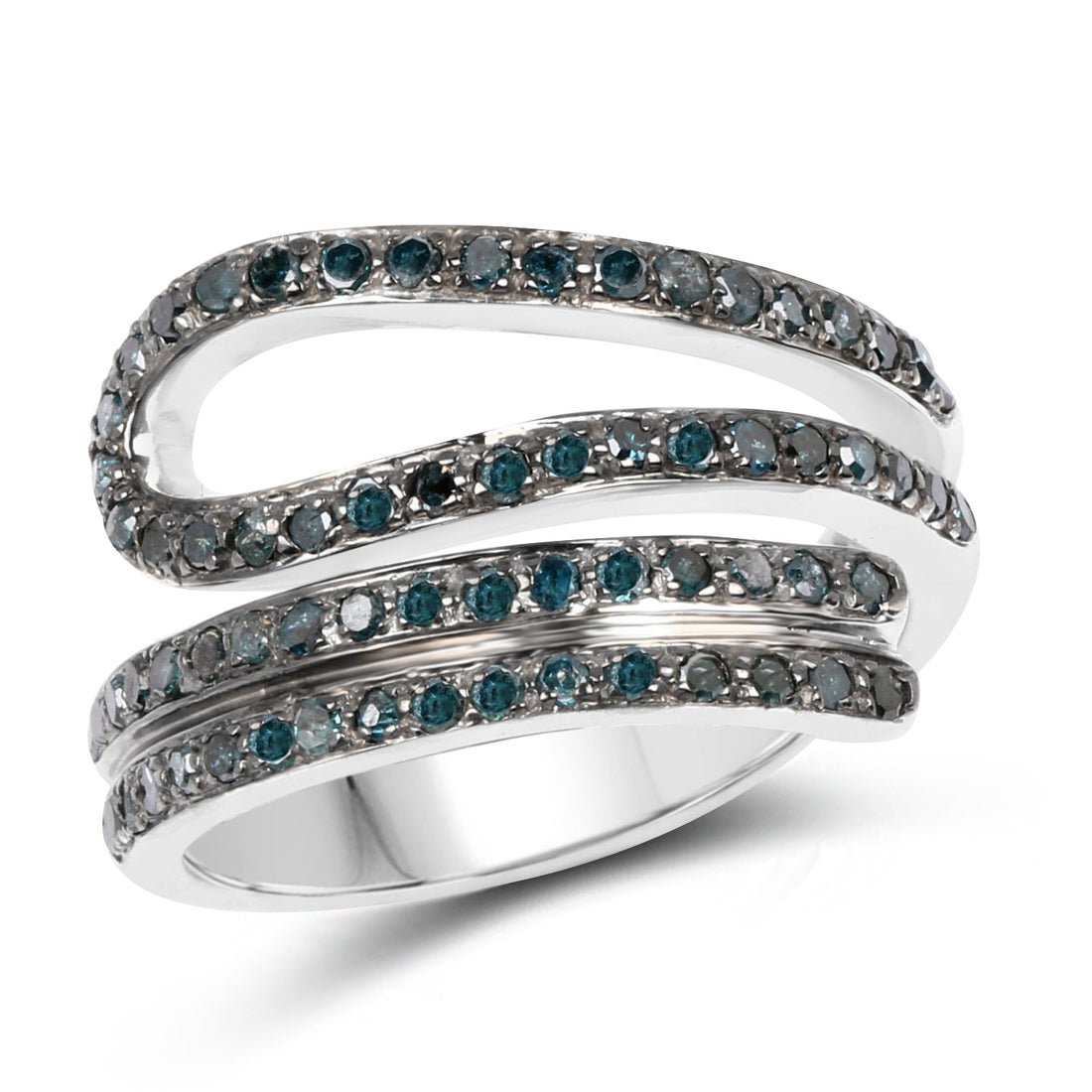 0.83 Carat Genuine Blue Diamond .925 Sterling Silver Ring by Bids.com