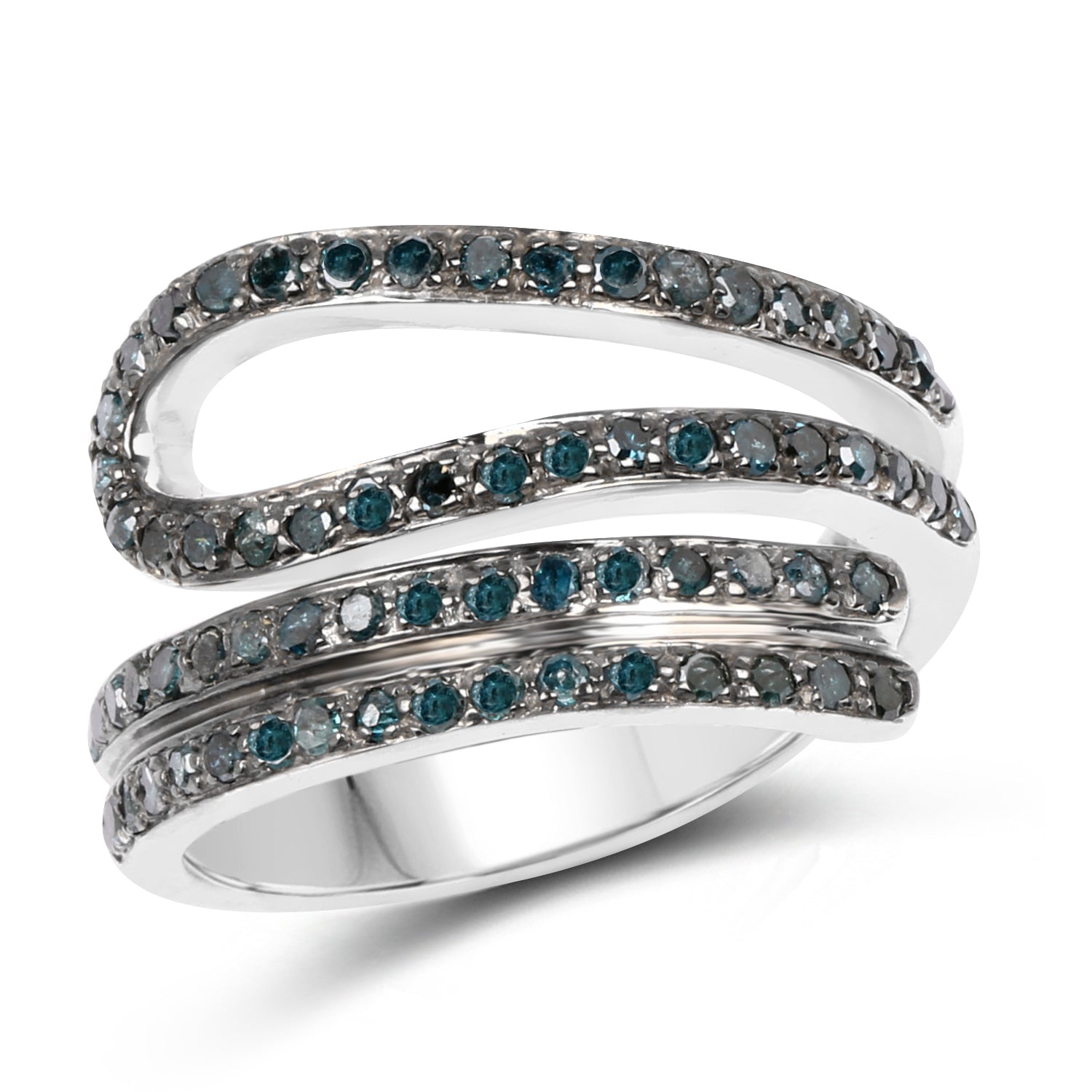 0.83 Carat Genuine Blue Diamond .925 Sterling Silver Ring by Bids.com