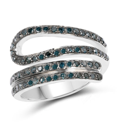 0.83 Carat Genuine Blue Diamond .925 Sterling Silver Ring by Bids.com