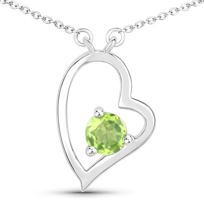 0.51 Carat Genuine Peridot .925 Sterling Silver Necklace  DestGlow