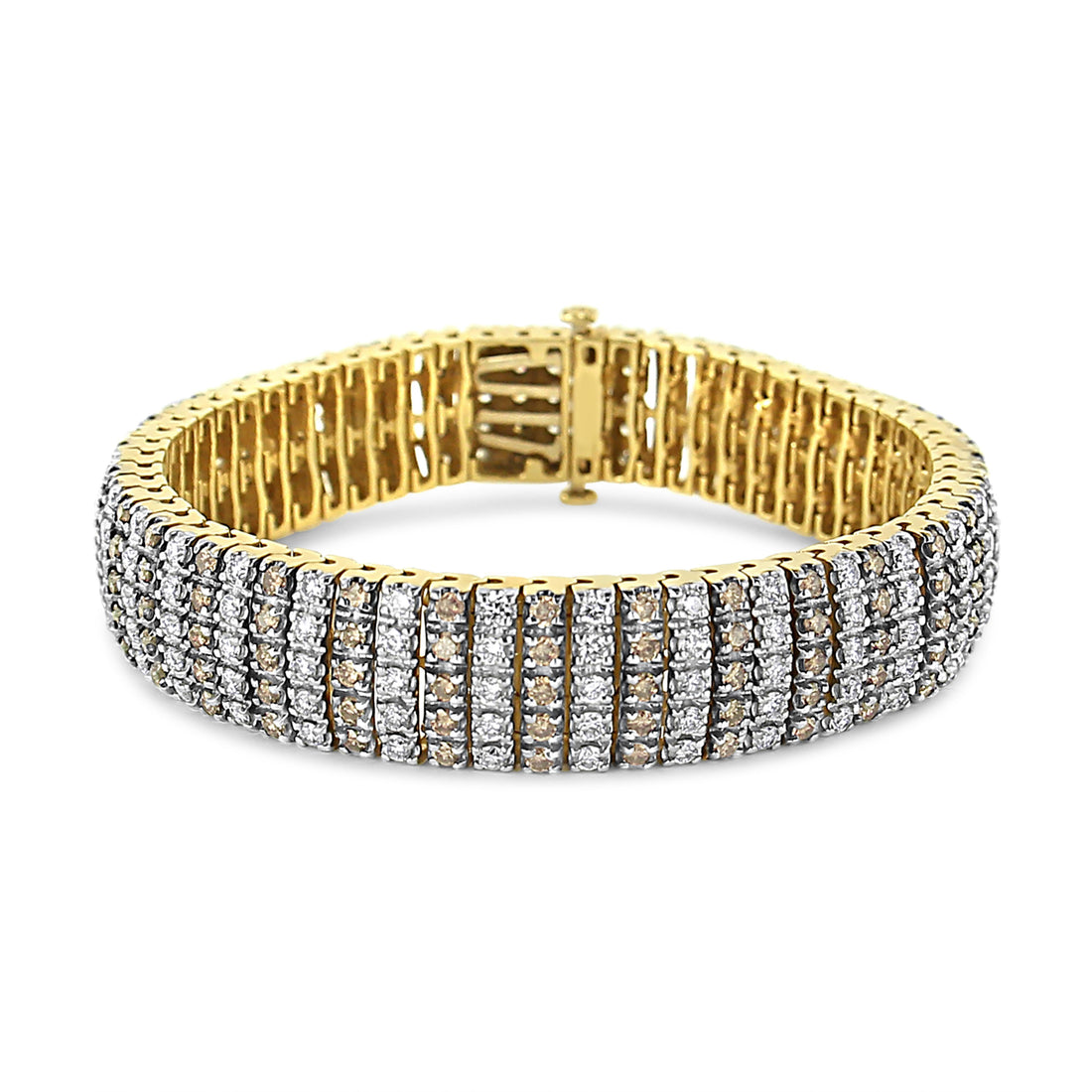 10K Yellow Gold 10-1/3 Cttw Alternating Coco Color and White Diamond 5 Row Tennis Bracelet (Brown/H-I Color, SI1-SI2 Clarity) - Size 7.25 by Bids.com