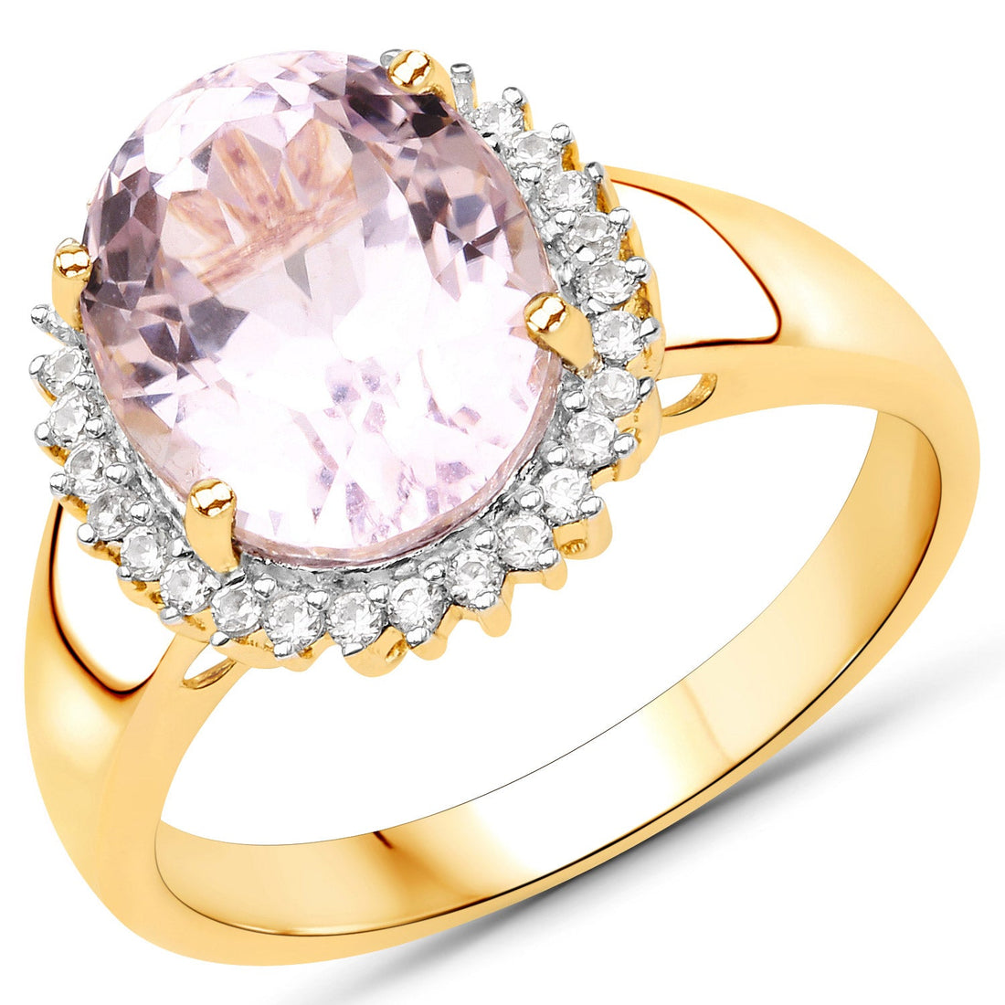4.81 Carat Genuine Kunzite and White Zircon .925 Sterling Silver Ring by Bids.com
