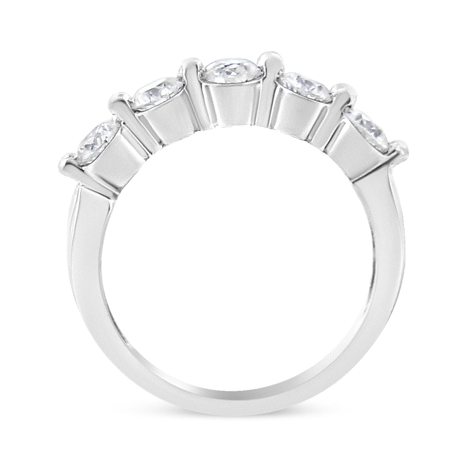 14K White Gold 1.00 Cttw Brilliant Round Cut Diamond 5-Stone Band Ring (H-I Color, SI2-I1 Clarity) - Ring Size 7 by Bids.com