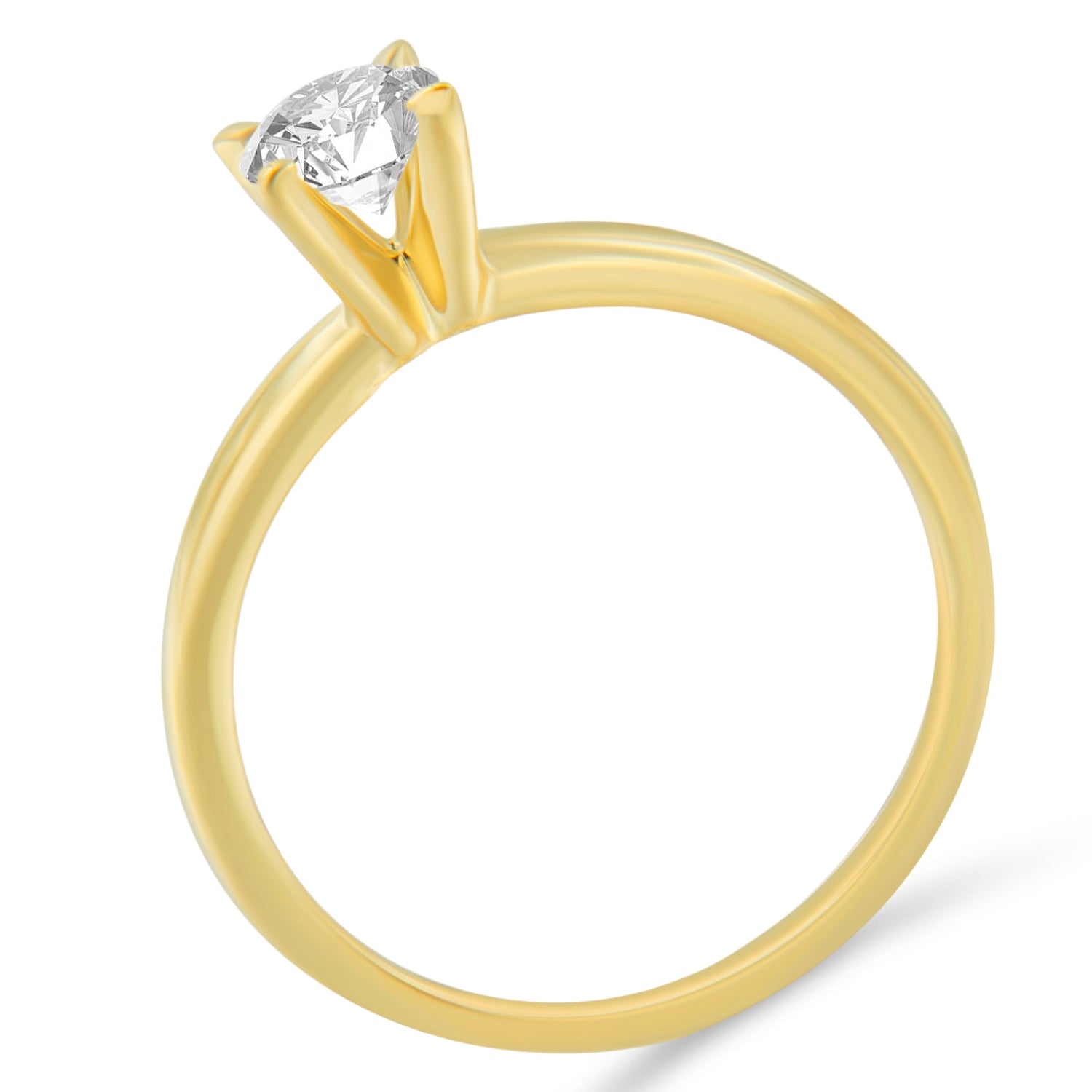 GIA Certified 14K Yellow Gold 1/2 Cttw Diamond Solitaire Engagement Ring (H Color, SI1 Clarity) - Size 6 by Bids.com