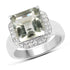 4.52 Carat Genuine Green Amethyst and White Topaz .925 Sterling Silver Ring  DestGlow