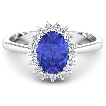 1.92 Carat Genuine Tanzanite and White Diamond 14K White Gold Ring by Bids.com