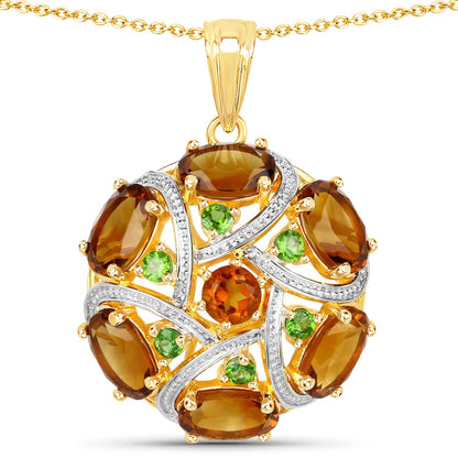 6.87 Carat Genuine Multi Stones .925 Sterling Silver Pendant by Bids.com