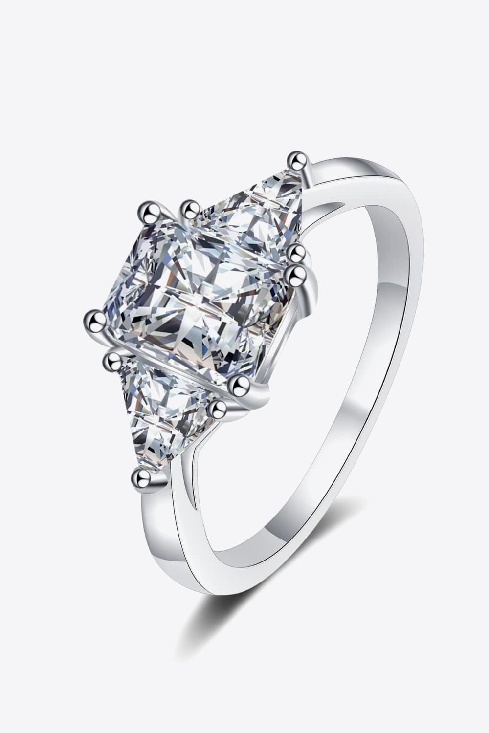 3 Carat Radiant-Cut Sparkala™ 925 Sterling Silver Rhodium-Plated Ring by Sparkala
