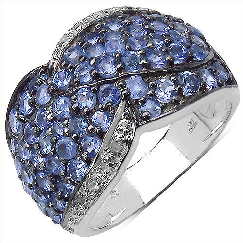 2.50 Carat Genuine Tanzanite &amp; White Topaz .925 Sterling Silver Ring by Bids.com
