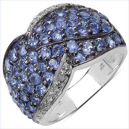 2.50 Carat Genuine Tanzanite &amp; White Topaz .925 Sterling Silver Ring by Bids.com