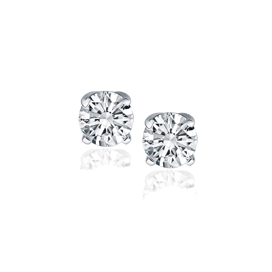 14k White Gold Diamond Four Prong Stud Earrings (1 cttw) by Bids.com