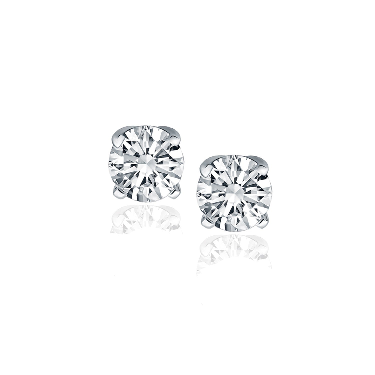 14k White Gold Diamond Four Prong Stud Earrings (1 cttw) by Bids.com