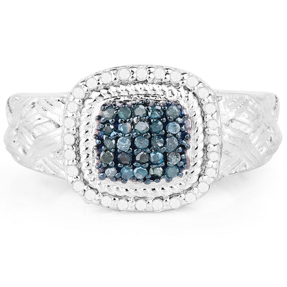 0.28 Carat Genuine Blue Diamond and White Diamond .925 Sterling Silver Ring by Bids.com