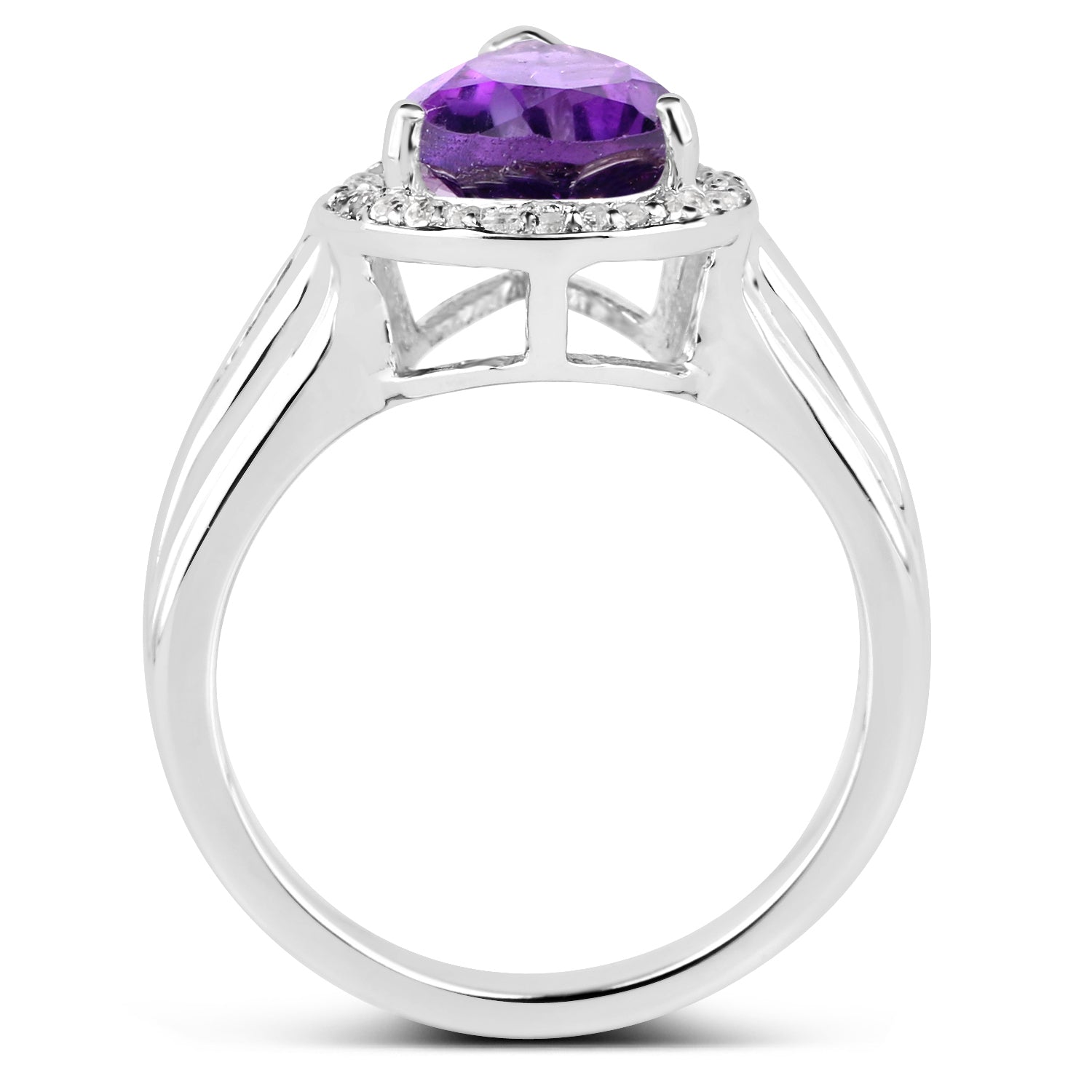1.77 Carat Genuine Amethyst and White Topaz .925 Sterling Silver Ring  DestGlow