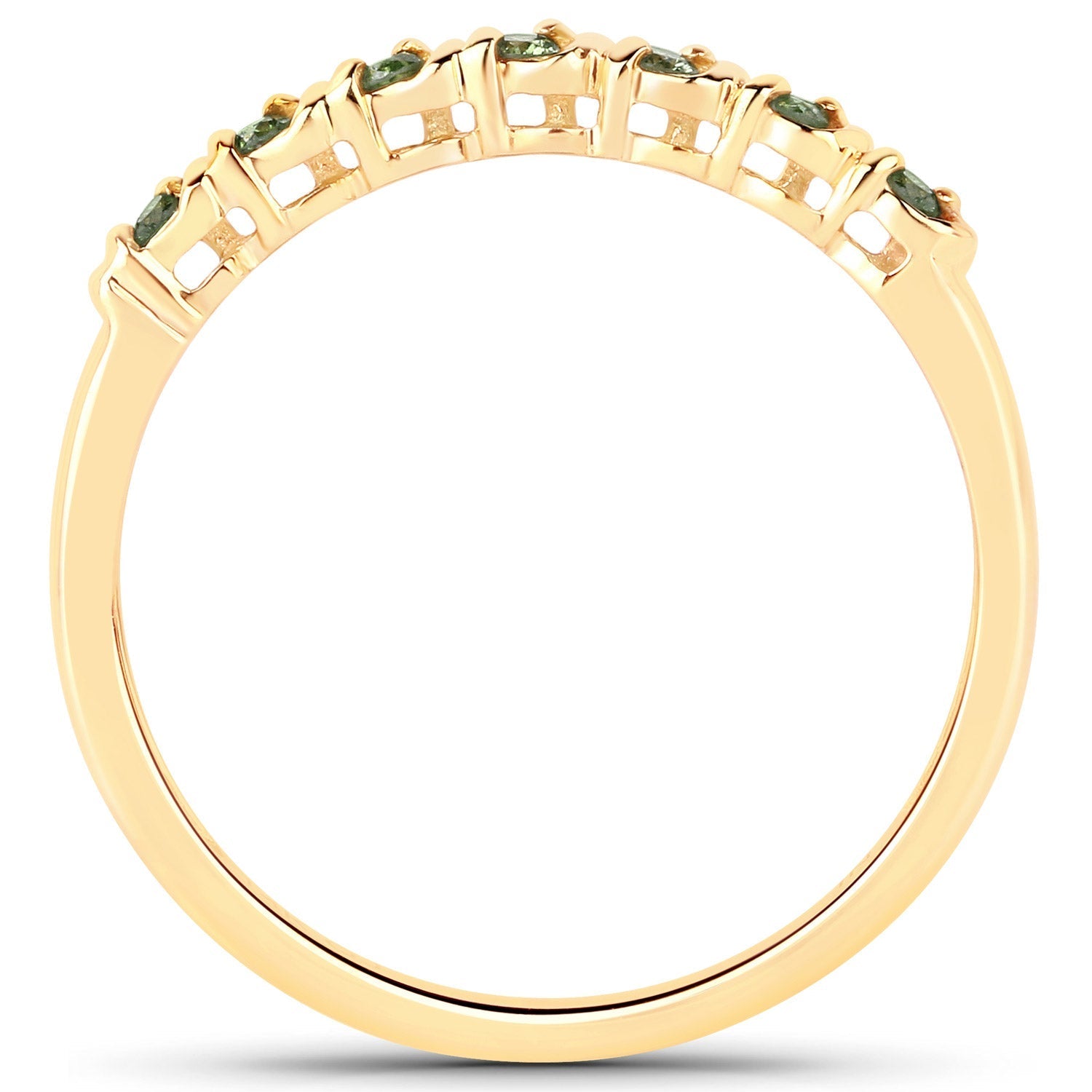 0.16 Carat Genuine Green Diamond 14K Yellow Gold Ring (I1-I2)  DestGlow