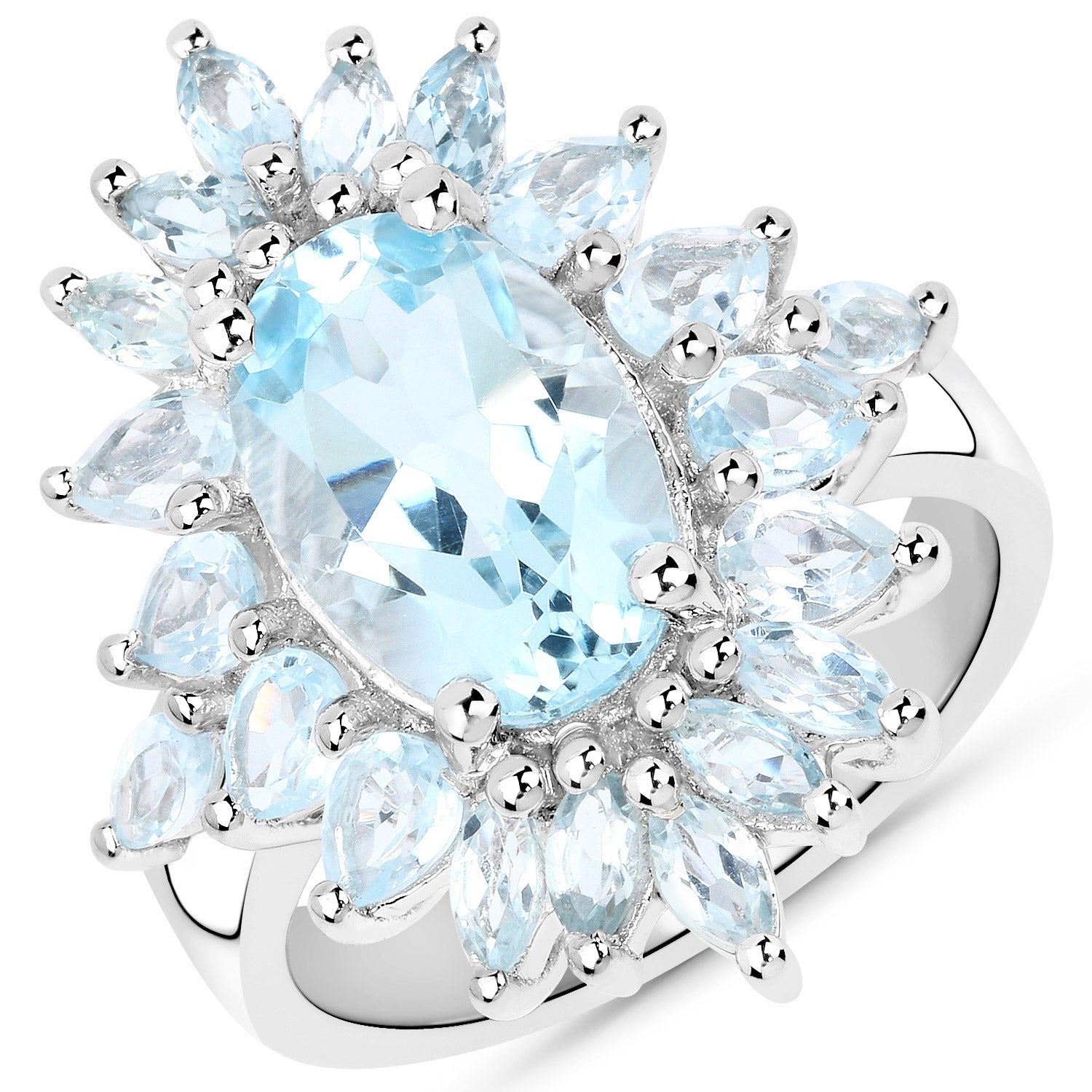 19.18 Carat Genuine Blue Topaz .925 Sterling Silver 3 Piece Jewelry Set (Ring, Earrings, and Pendant w/ Chain) by Bids.com