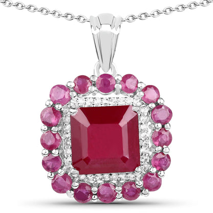 8.48 Carat Glass Filled Ruby and White Topaz .925 Sterling Silver Pendant by Bids.com