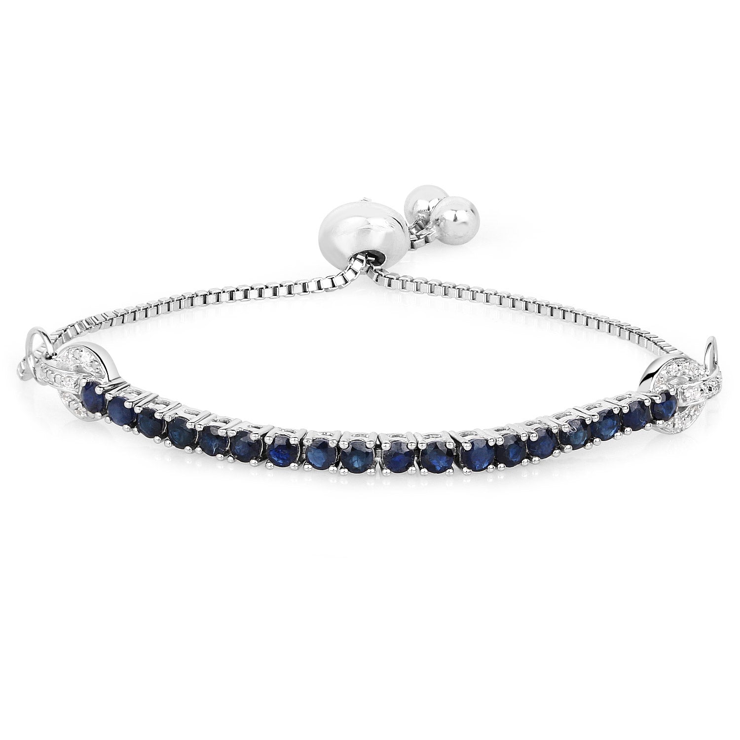 2.41 Carat Genuine Blue Sapphire and White Zircon .925 Sterling Silver Bracelet by Bids.com