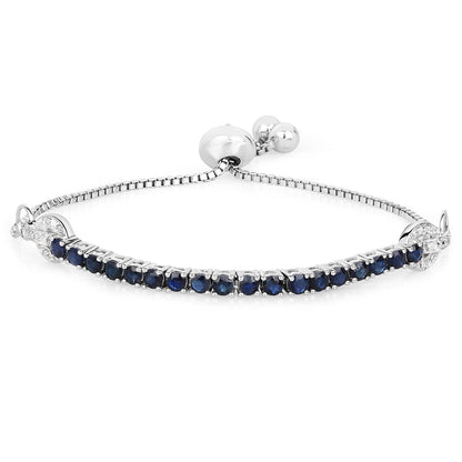 2.41 Carat Genuine Blue Sapphire and White Zircon .925 Sterling Silver Bracelet by Bids.com