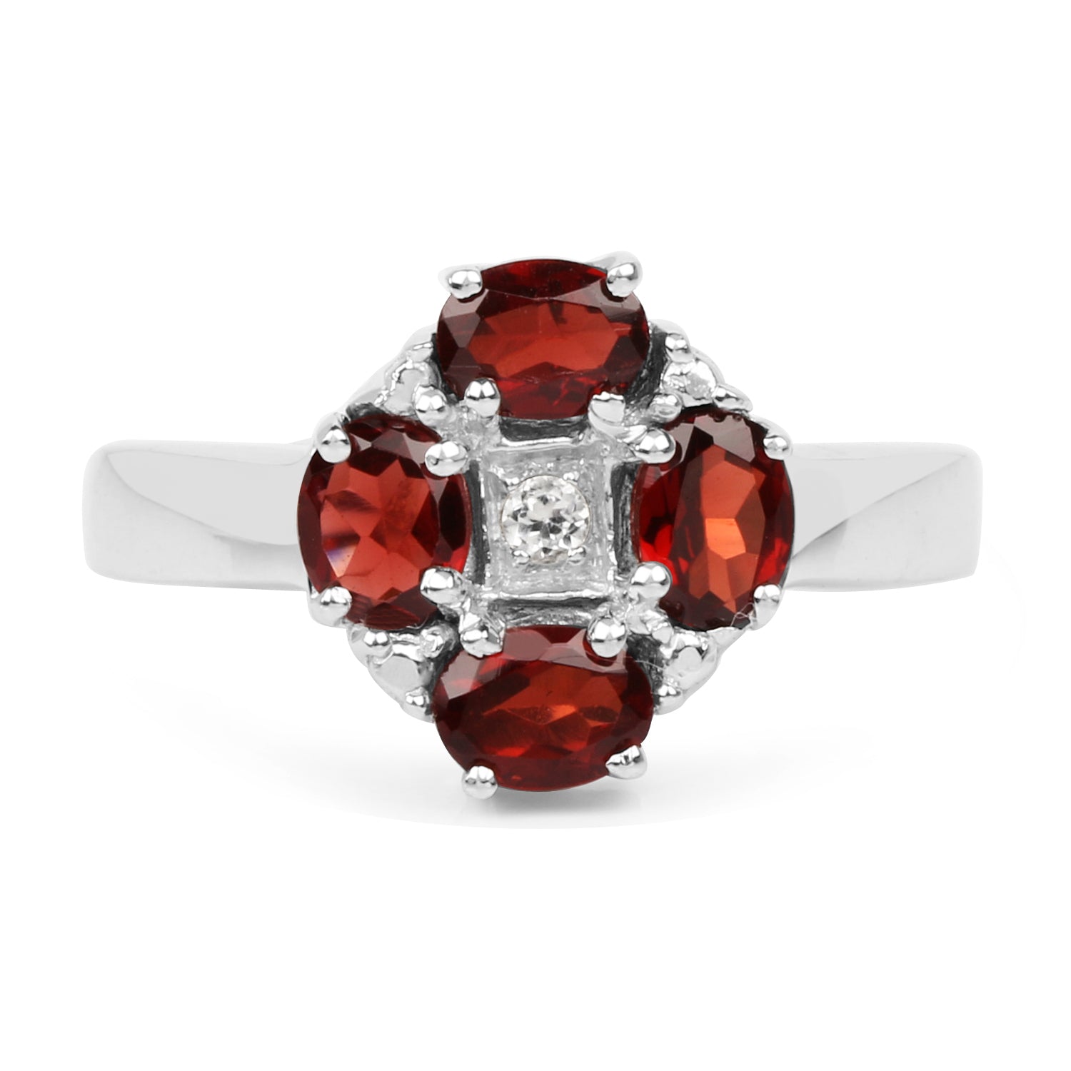 2.02 Carat Genuine Garnet &amp; White Topaz .925 Sterling Silver Ring by Bids.com