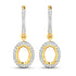 0.32 Carat Genuine White Diamond 14K Yellow Gold Semi Mount Earrings - holds 8x6mm Oval Gemstones by Bids.com