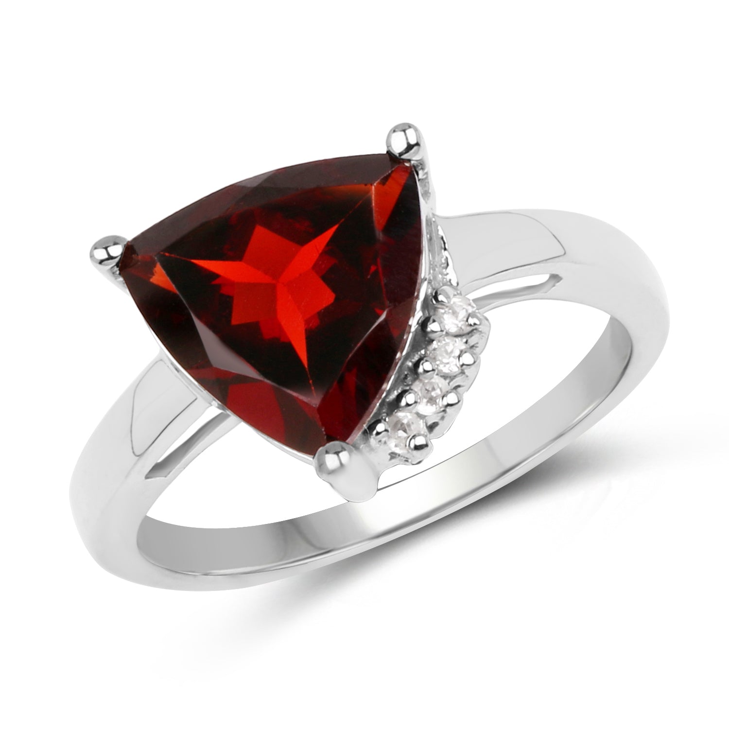 3.56 Carat Genuine Garnet and White Topaz .925 Sterling Silver Ring by Bids.com