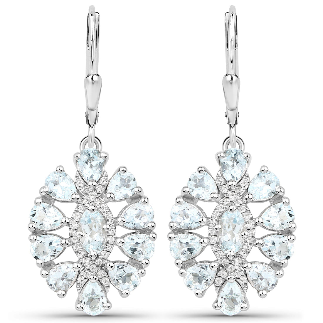 2.93 Carat Genuine Aquamarine and White Topaz .925 Sterling Silver Earrings by Bids.com