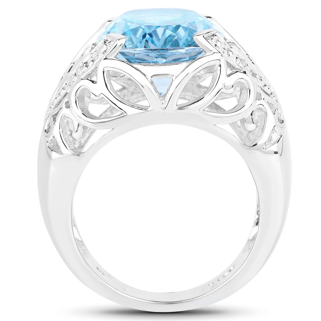 11.29 Carat Genuine Blue Topaz and White Topaz .925 Sterling Silver Ring by Bids.com